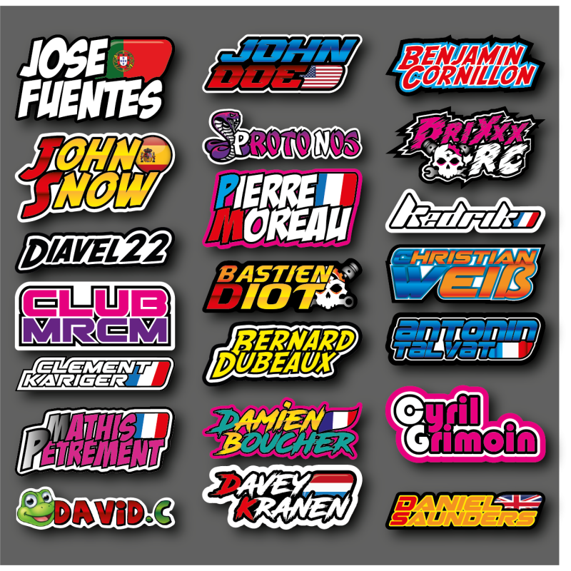 Stickers de noms personnalisés Quadri (A5)