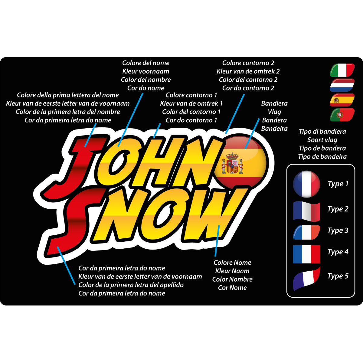 Etiquetas holográficas personalizadas con nombres (A4)