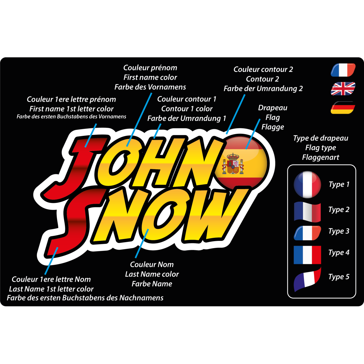 Stickers de noms personnalisés Holographiques (A5)