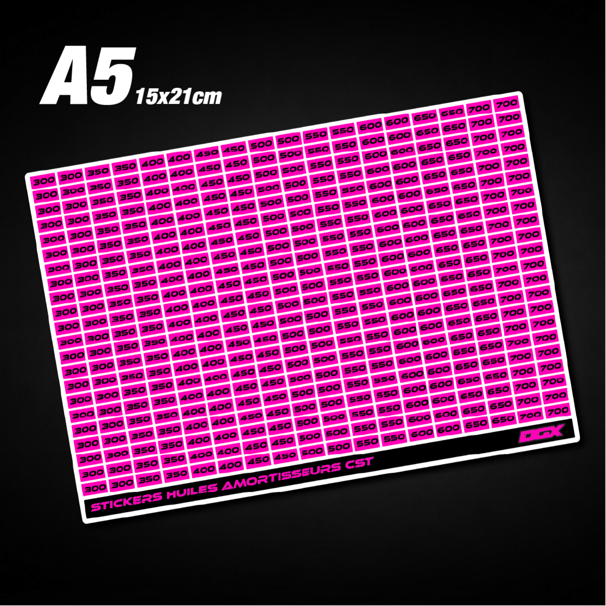 Stickers met CST-olietemperatuurklassen voor schokdempers (A5)
