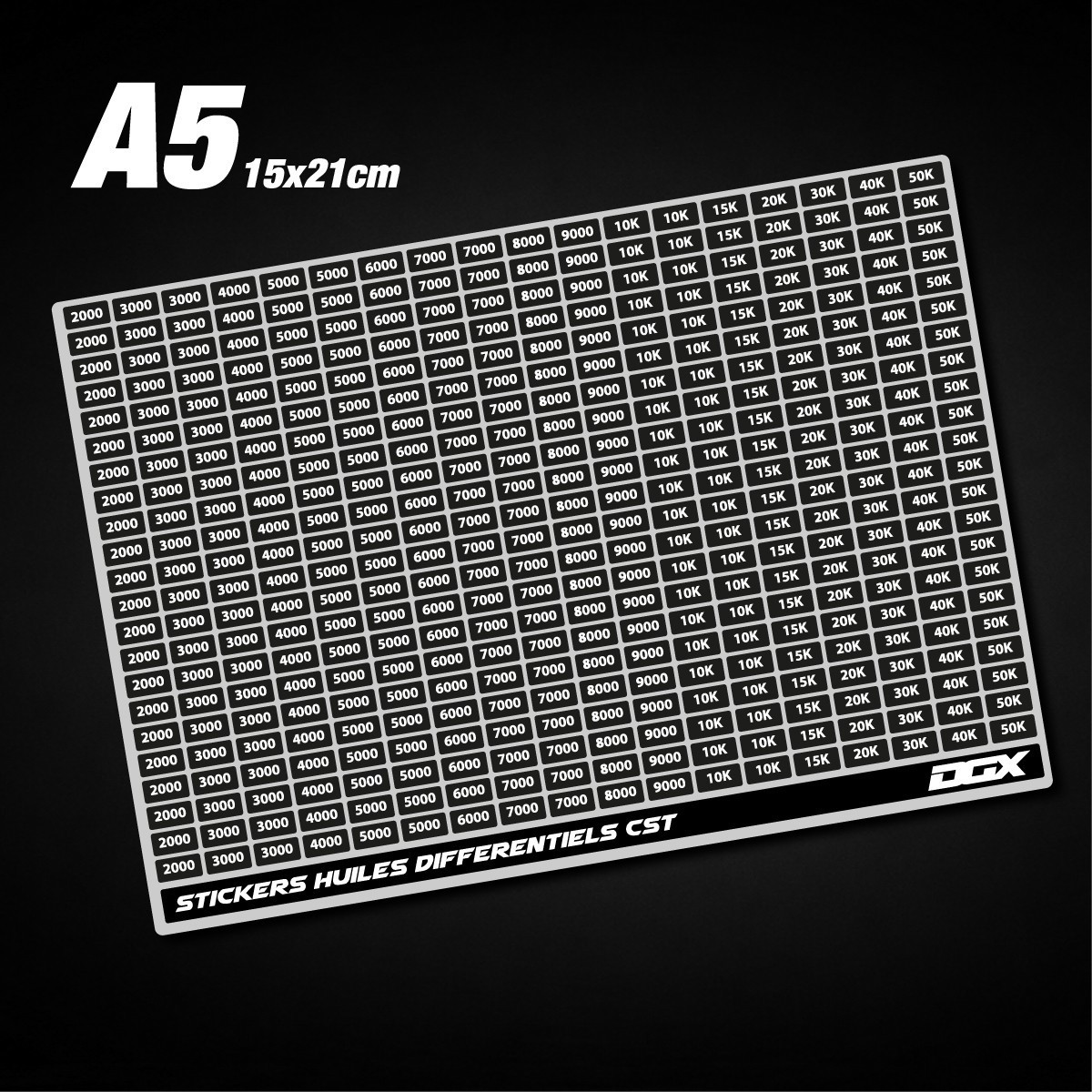 Stickers Grades d'huiles CST Différentiels (A5)