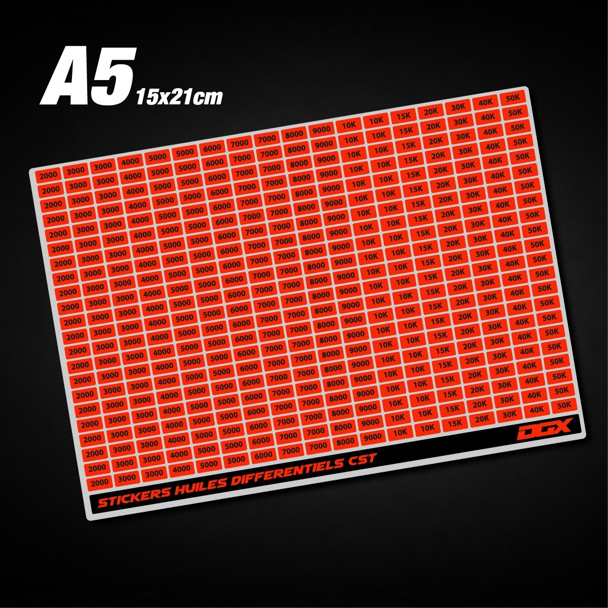 Aufkleber mit den CST-Ölklassen für Differentiale (A5)
