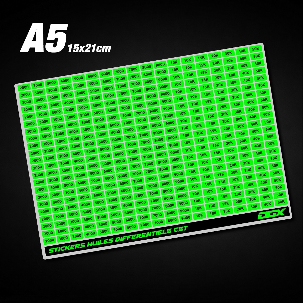 Stickers Grades d'huiles CST Différentiels (A5)